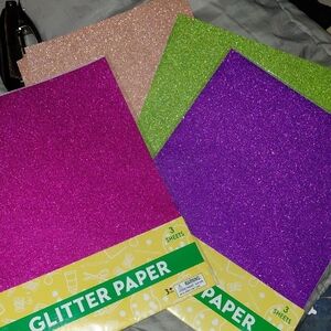 Glitter Paper Sheets - Pink, Green, Purple